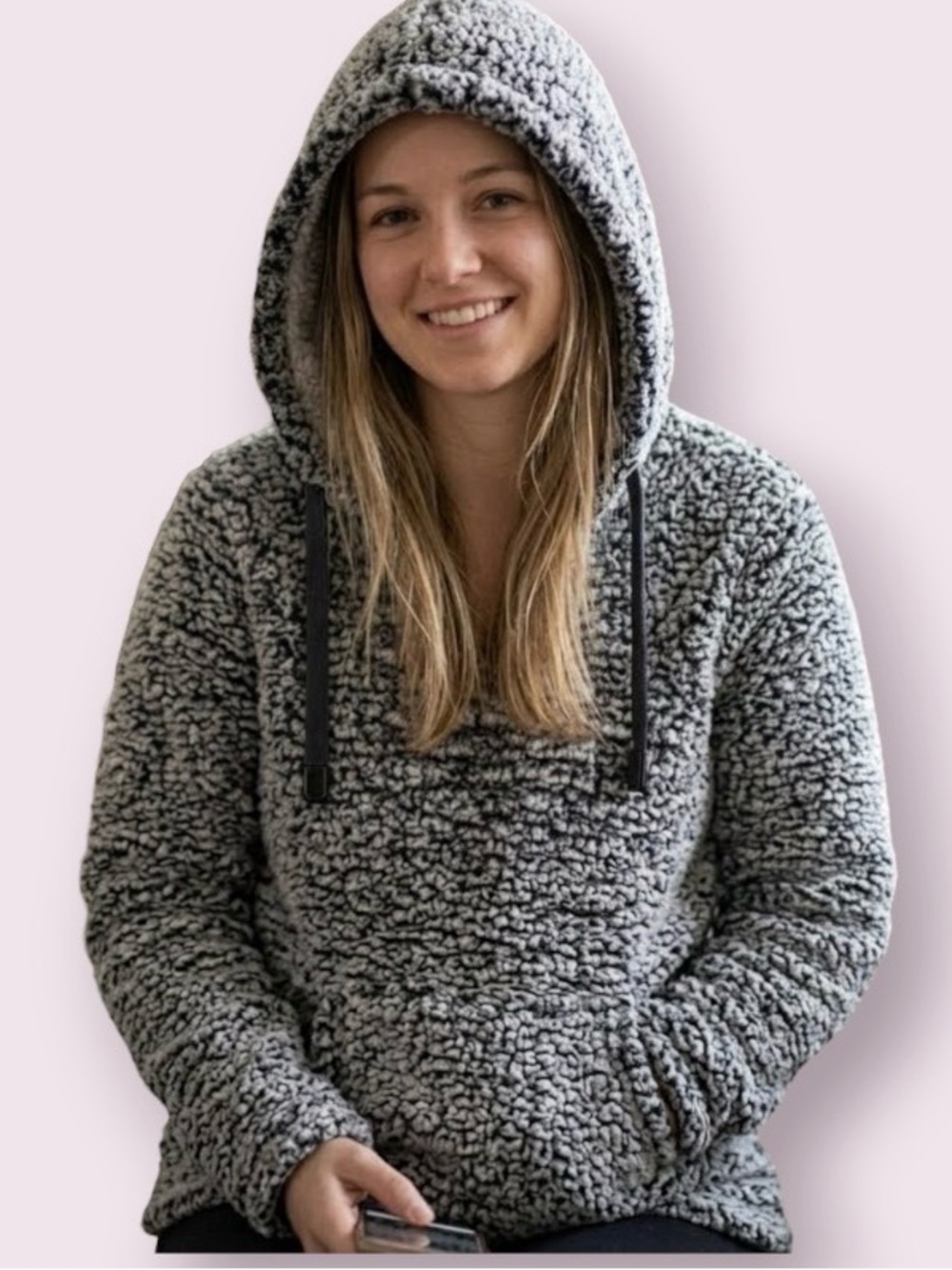 Thread & Supply Fleece Sherpa Teddie Wubby Pullover Hoodie Charcoal Gray Small